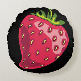 ストロベリーフィールド(黒) ラウンドクッション