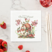 ストロベリーフェアリーベリースイートガールズファースト誕生日 スタンダードランチョンナプキン (インサイチュ)