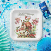 ストロベリーフェアリーベリースイートガールズファースト誕生日 ペーパープレート (パーティー)