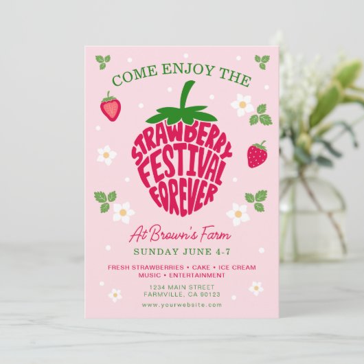 ストロベリーフェスティバル フォーエバー かわいい オーダーメイド 招待状 (スタンド正面)