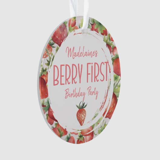 ストロベリーフォトベリーファースト誕生日 オーナメント (正面)