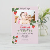 ストロベリーフォト1st誕生日 招待状 (スタンド正面)