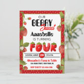 ストロベリーフォーバースデーパーティーへの招待 招待状 (スタンド正面)