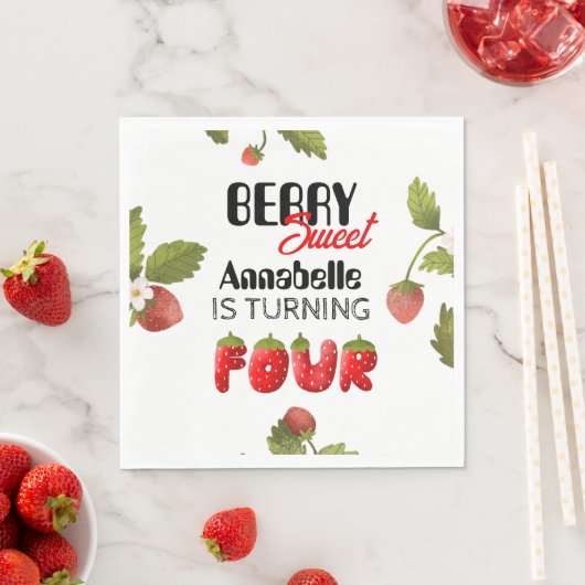 ストロベリーフォー誕生日 スタンダードランチョンナプキン (インサイチュ)