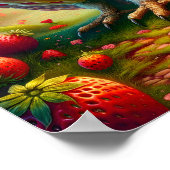 ストロベリーフクロウファンタジー超現実的フクロウ ポスター (角)