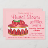 ストロベリーフライジエ結婚ーケーキブライダルシャワー 招待状 (正面/裏面)