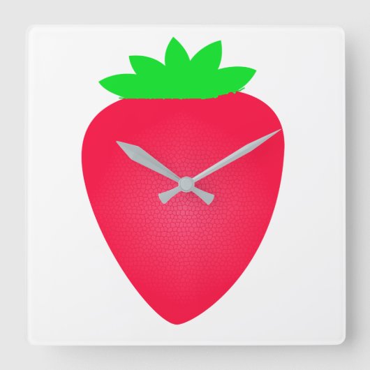 ストロベリーフルーツガールズボーイズ子供部屋デコールギフト スクエア壁時計 (正面)