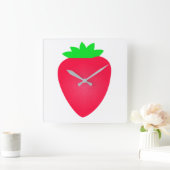 ストロベリーフルーツガールズボーイズ子供部屋デコールギフト スクエア壁時計 (ホーム)