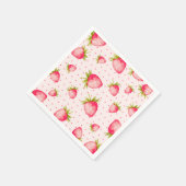 ストロベリーフルーツピンクグリーンパーティー スタンダードカクテルナプキン (角)
