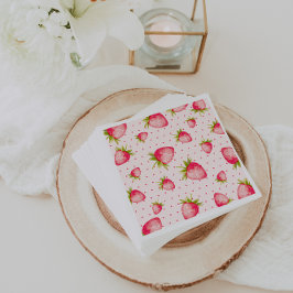 ストロベリーフルーツピンクグリーンパーティー スタンダードカクテルナプキン