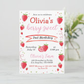 ストロベリーフルーツファームガール誕生日招待状 招待状 (スタンド正面)
