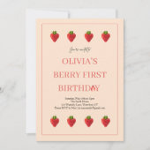 ストロベリーフルーツ誕生日パーティーへの招待 招待状 (正面)