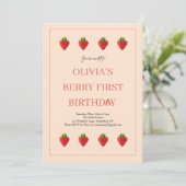 ストロベリーフルーツ誕生日パーティーへの招待 招待状 (スタンド正面)
