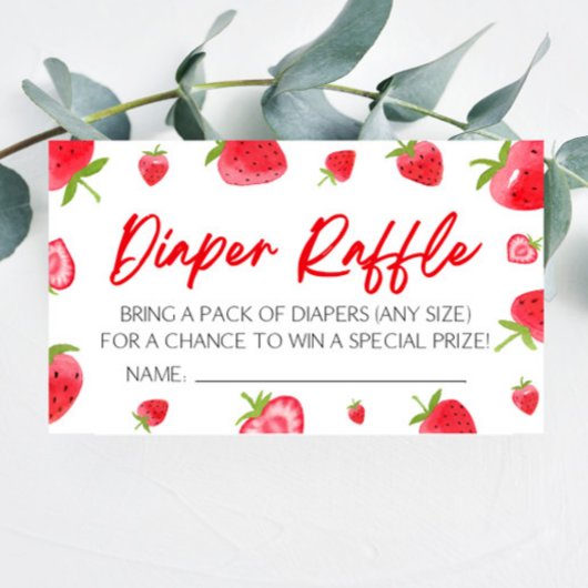 ストロベリーフルーツ赤ちゃんシャワーおむつラッフル エンクロージャーカード