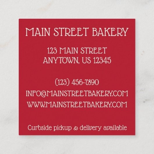 ストロベリーフレイジアーケーキフランスのーパティシシェフベーカリー スクエア名刺 (裏面)