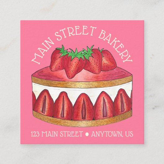 ストロベリーフレイジアーケーキフランスのーパティシシェフベーカリー スクエア名刺 (正面)