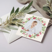 ストロベリーフローラフォトガールベリーファースト誕生日 招待状