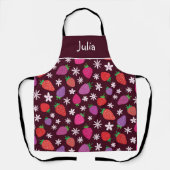 ストロベリーフローラルパターカスタムンパーソナライズされた エプロン (正面)