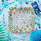 ストロベリーブルーギンガムベビートゥビーシャワー ペーパープレート (パーティー)