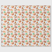 ストロベリーブルーベリーケーキとドーナツ ラッピングペーパー (フラット)