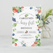 ストロベリーブルーベリースイートベリーファースト誕生日 招待状 (スタンド正面)