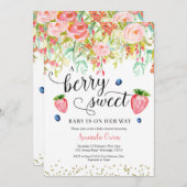 ストロベリーブルーベリーベビーシャワー招待状 招待状 (正面/裏面)