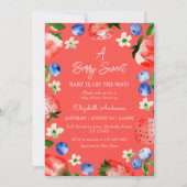 ストロベリーブルーベリーベリースイートガールベビーシャワー 招待状 (正面)