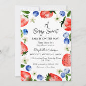 ストロベリーブルーベリーベリースイートガールベビーシャワー 招待状 (正面)