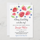 ストロベリーブルーベリーベリースイートベビーシャワー 招待状 (正面)
