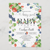 ストロベリーブルーベリーベリースイートベビーシャワー 招待状 (正面/裏面)