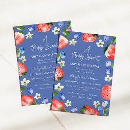 ストロベリーブルーベリーベリースウィートボーイベビーシャワー 招待状