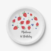ストロベリーブルーベリーベリースウィート誕生日 ペーパープレート (正面)