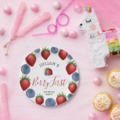 ストロベリーブルーベリーベリー第1誕生日 ペーパープレート (パーティー)