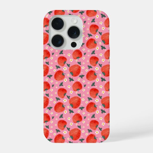 ストロベリーブルームパターン iPhoneケース (裏面)