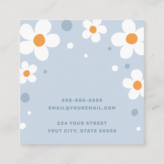 ストロベリーブロッソフォントブルーイヤリングカード スクエア名刺 (裏面)