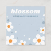 ストロベリーブロッソフォントブルーイヤリングカード スクエア名刺 (正面)