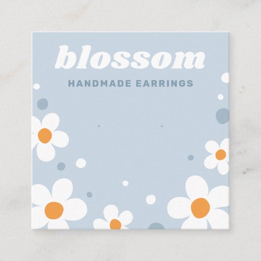 ストロベリーブロッソフォントブルーイヤリングカード スクエア名刺 (正面)