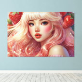 ストロベリーブロンドガールストレッチキャンバスプリント キャンバスプリント (インサイチュ (ウッドフロア))