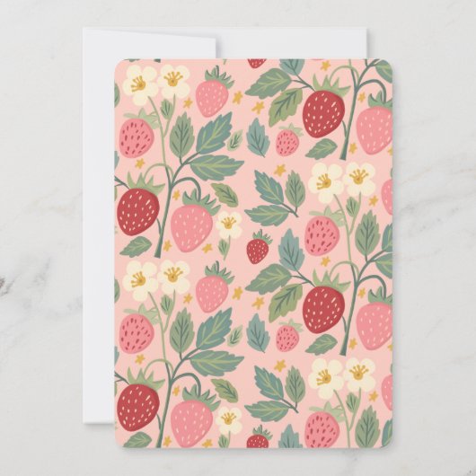 ストロベリーブーケ花の赤ちゃんシャワー 招待状 (裏面)