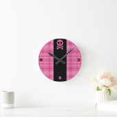 ストロベリープレイドスカル ラウンド壁時計 (ホーム)