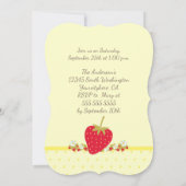 ストロベリーベビーの最初の誕生日パーティーの招待 招待状 (裏面)