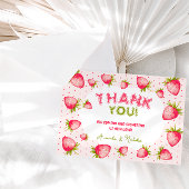 ストロベリーベビーガールシャワーサマーピンク サンキューカード