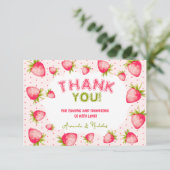 ストロベリーベビーガールシャワーサマーピンク サンキューカード (スタンド正面)