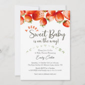 ストロベリーベビーガールシャワーベリーキュートレッドクラスター 招待状 (正面)