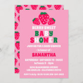 ストロベリーベビーガールシャワーベリースウィート 招待状 (正面/裏面)