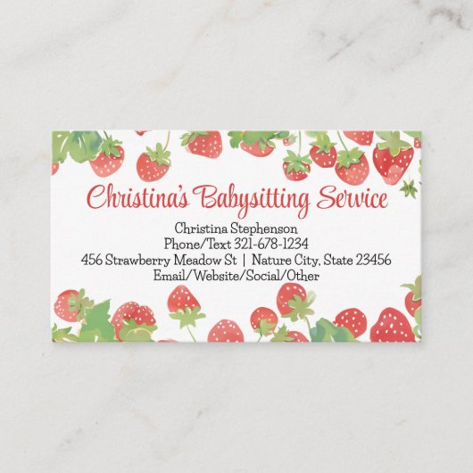 ストロベリーベビーシッター保育幼稚園 名刺 (正面)