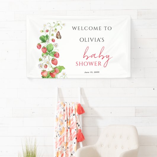 ストロベリーベビーシャワーへようこそ 横断幕 (インサイチュ)