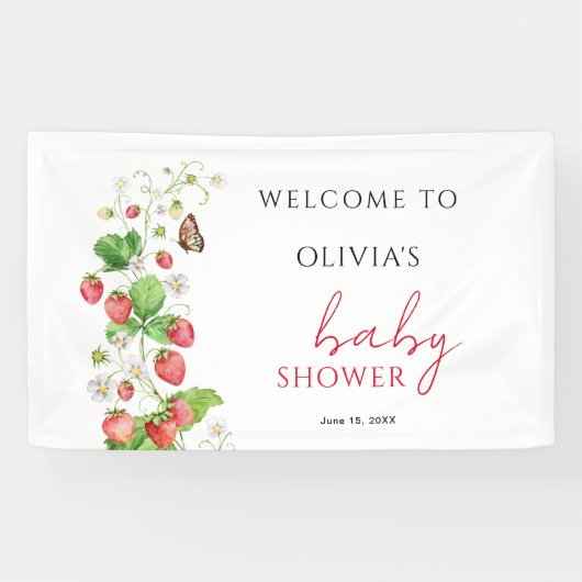 ストロベリーベビーシャワーへようこそ 横断幕 (横)