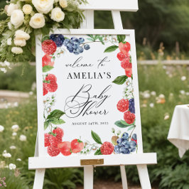 ストロベリーベビーシャワーウェルカムサイン ポスター