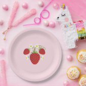 ストロベリーベビーシャワープレート |ピンク ペーパープレート (パーティー)